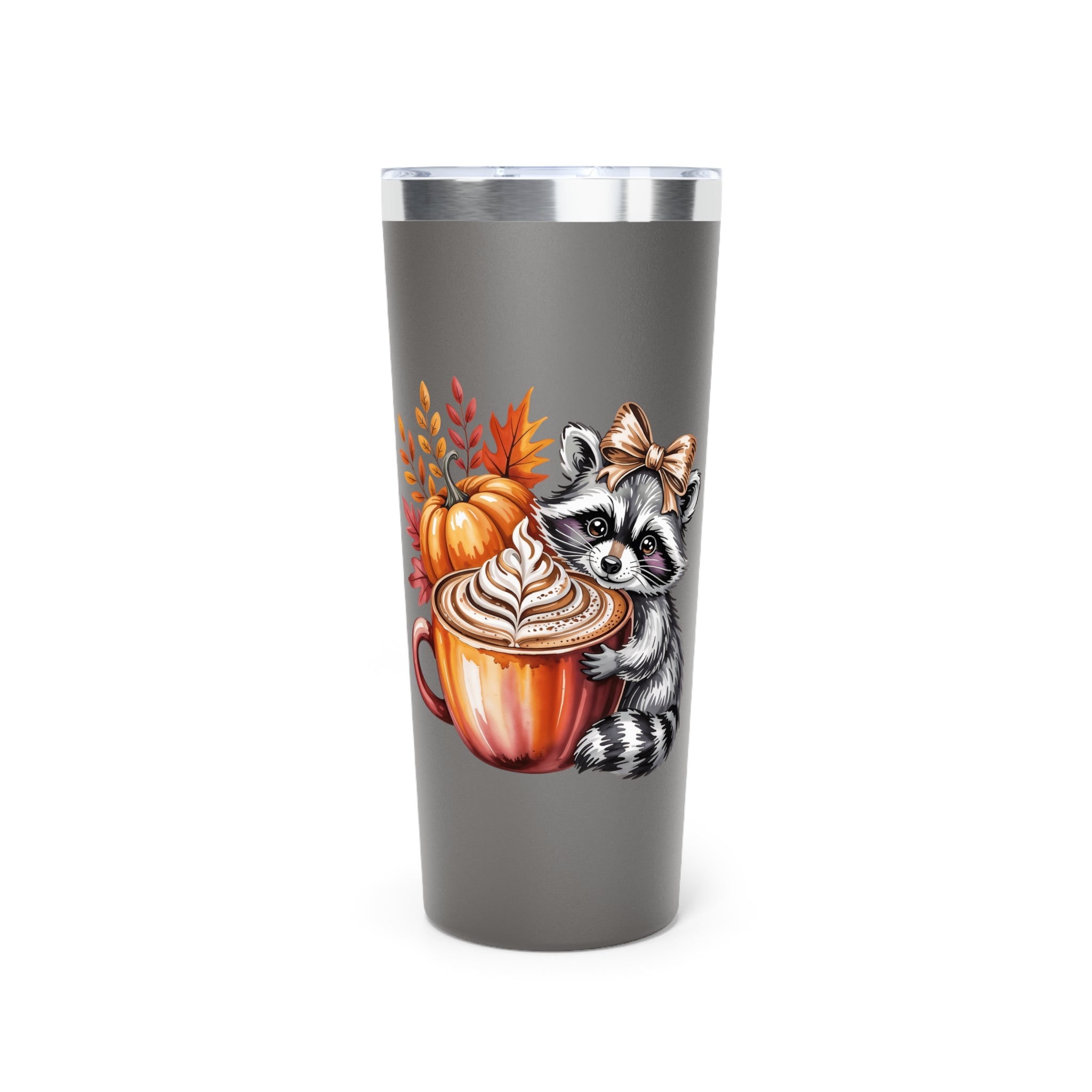 Cute Raccoon Fall Tumbler, Insulated Travel Mug for Coffee Lovers, Pumpkin Design, Perfect Gift for Autumn, Holiday Sipper