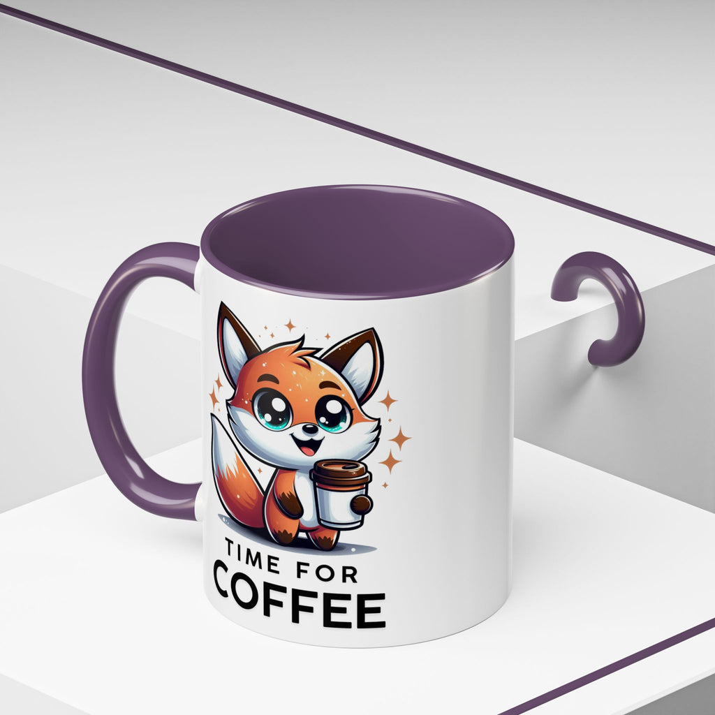 Cute Fox Coffee Mug - Time for Coffee, Animal Lover Gift, Fun Kitchenware, Personalize for Birthdays, Office Decor